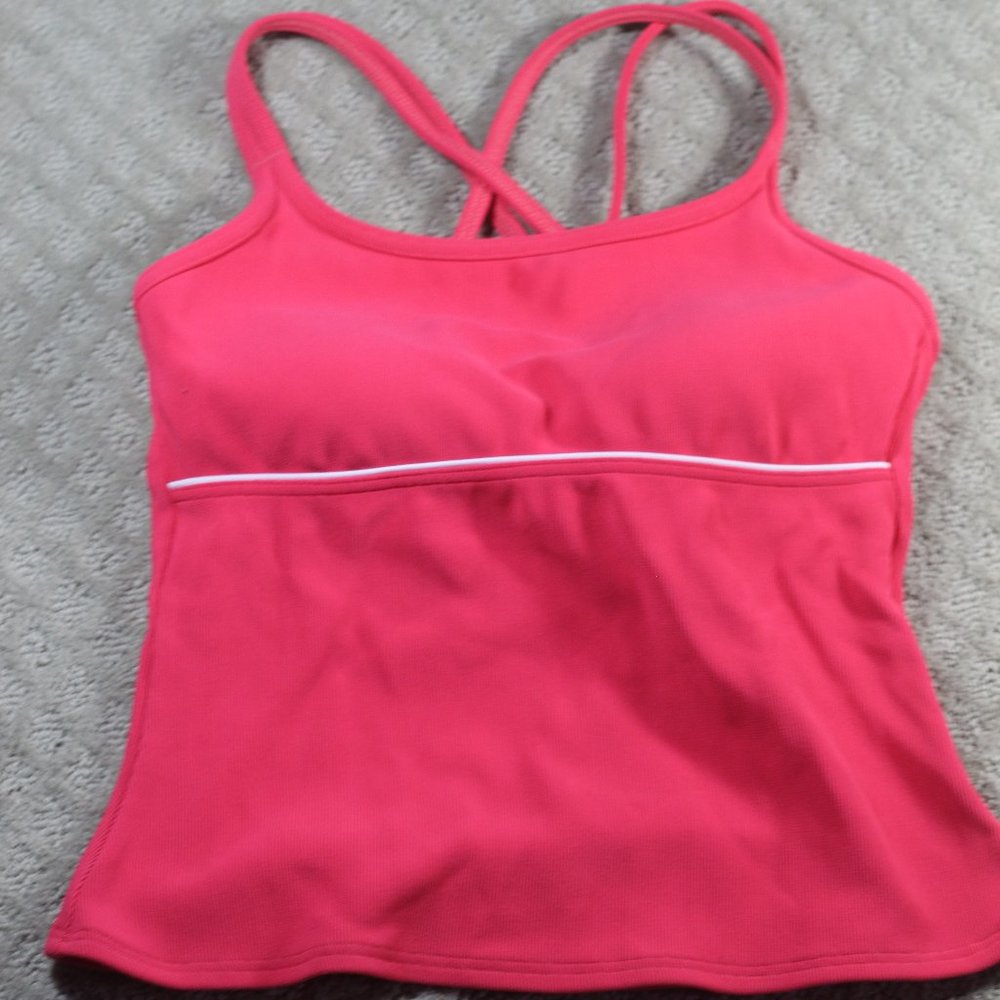 Lands End Size 6 Ribbed Dark Peach Tankini Top